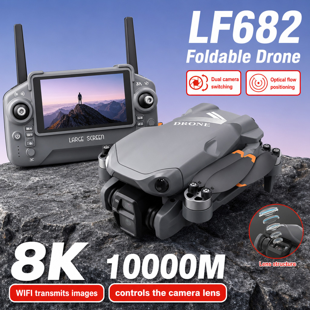 Drone Rc Plegable - Luftbild-Drohne LF682 mit 8K HD Dual-Kameras,